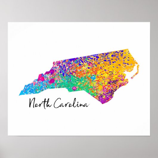 North Carolina Modern Map Poster (Voorkant)