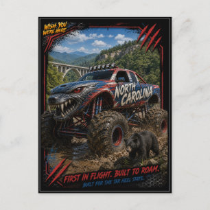 North Carolina Monster Truck Off Road Kunst Briefkaart
