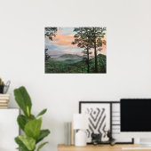 North Carolina Mountain Sunrise Acrylic Painting Poster (Thuiskantoor)