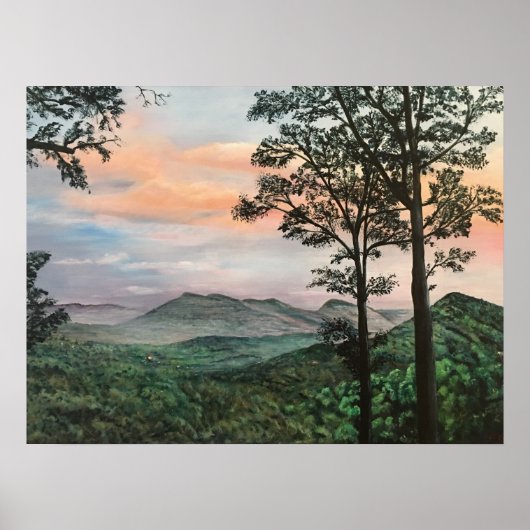 North Carolina Mountain Sunrise Acrylic Painting Poster (Voorkant)