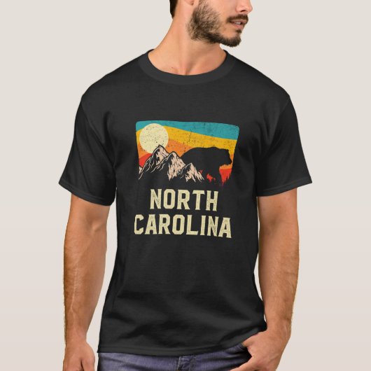 North Carolina Natuur Wild Beer Retro Sunset Hikin T-shirt (Voorkant)