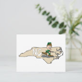 North Carolina NC Cartoon Map met Hunter Briefkaart (Staand voorkant)