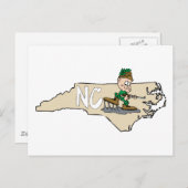 North Carolina NC Cartoon Map met Hunter Briefkaart (Voorkant / Achterkant)