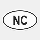 North Carolina "NC" Ovale Sticker (Voorkant)