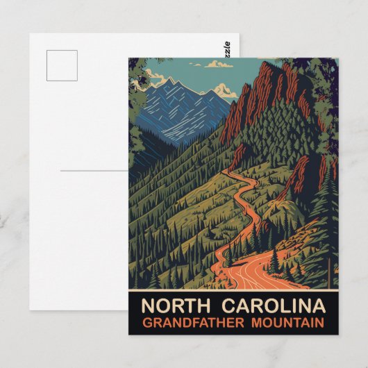 North Carolina, Opa berg, Reizen Briefkaart (Voorkant / Achterkant)