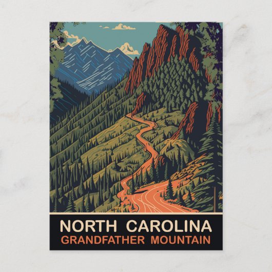 North Carolina, Opa berg, Reizen Briefkaart (Voorkant)