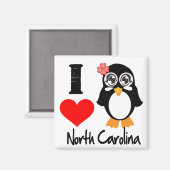 North Carolina Penguin - Ik hou van North Carolina Magneet (Voorkant / Achterkant)