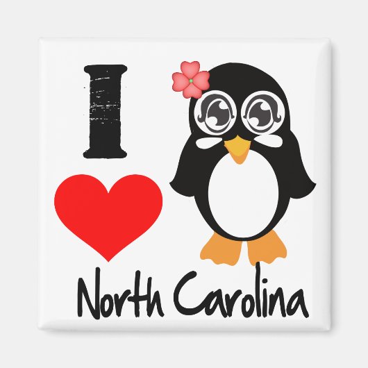 North Carolina Penguin - Ik hou van North Carolina Magneet (Voorkant)