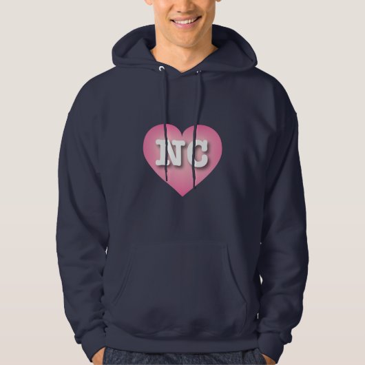 North Carolina Pink Fade Heart - Ik hou van NC Hoodie (Voorkant)