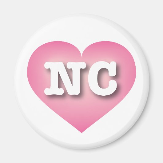 North Carolina Pink Fade Heart - Ik hou van NC Magneet (Voorkant)