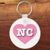 North Carolina Pink Heart - Ik hou van NC Sleutelhanger (Voorkant)