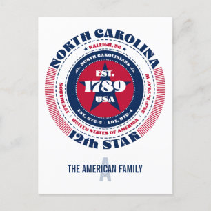 North Carolina, Raleigh, NC, Patriottisch, Monogra Briefkaart