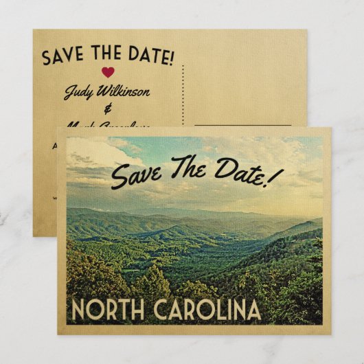 North Carolina Red de  Datasgebergten Aankondigingskaart (Voorkant / Achterkant)