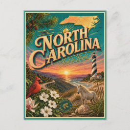 North Carolina Retro Reis Souvenir Prentbriefkaart Briefkaart