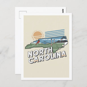 North Carolina Retro Travel Design Iconisch US Briefkaart