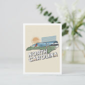 North Carolina Retro Travel Design Iconisch US Briefkaart (Staand voorkant)