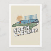 North Carolina Retro Travel Design Iconisch US Briefkaart (Voorkant)