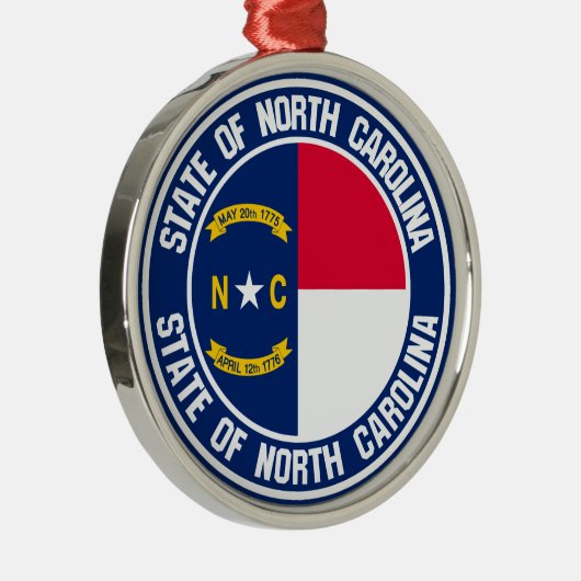 North Carolina Round Emblem Metalen Ornament (Rechts)