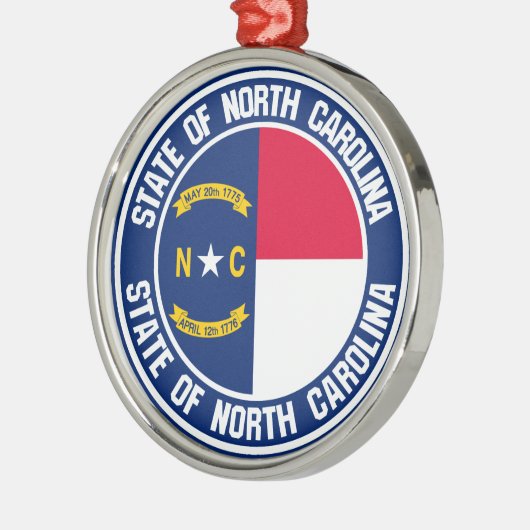 North Carolina Round Emblem Metalen Ornament (Links)