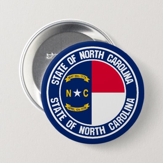North Carolina Round Emblem Ronde Button 7,6 Cm (Voorkant /achterkant)