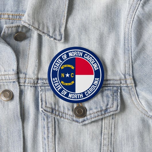North Carolina Round Emblem Ronde Button 7,6 Cm (In situ)
