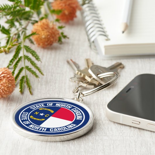 North Carolina Round Emblem Sleutelhanger (Zijkant)