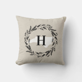 North Carolina Rustic Wreath Monogram Sierkussen