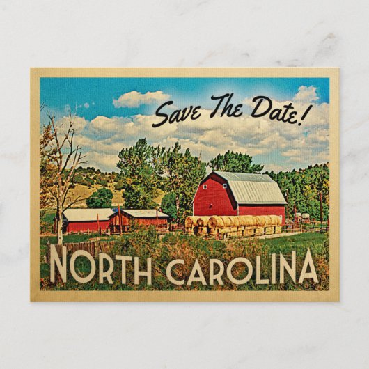 North Carolina Save the Date Boerderij Barn Rustic Aankondigingskaart (Voorkant)