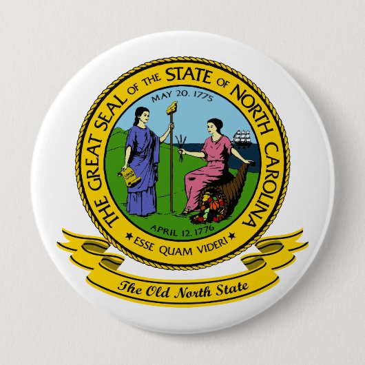 North Carolina Seal Ronde Button 4,0 Cm (Voorkant)