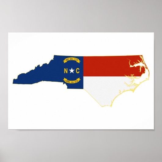 North Carolina Shaped CaroliniinkTar Hielvlag Poster (Voorkant)