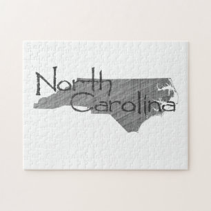 North Carolina Shaped Old Gray Chalkboard and Name Legpuzzel