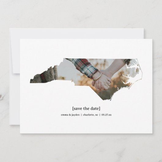 North Carolina Sla de datum fotokaart op Save The Date (Voorkant)
