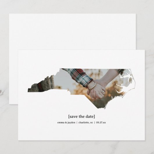 North Carolina Sla de datum fotokaart op Save The Date (Voorkant / Achterkant)