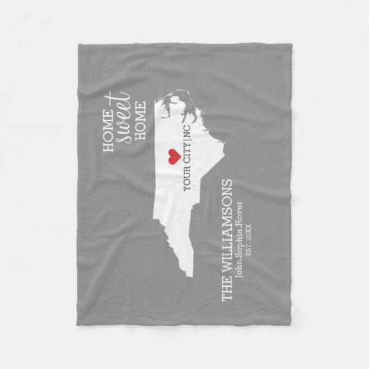 North Carolina Staatskaart Aangepaste Namen, Stad, Fleece Deken (Voorkant)