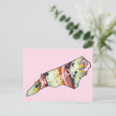 North Carolina staatskaart geïllustreerd vet kleur Briefkaart (Staand voorkant)