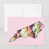 North Carolina staatskaart geïllustreerd vet kleur Briefkaart (Voorkant / Achterkant)