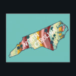 North Carolina staatskaart geïllustreerd vet kleur Briefkaart<br><div class="desc">Bekijk deze kleurrijke staatskaarttekening. Ga naar mijn winkel voor meer staten en meer overeenkomende objecten!</div>