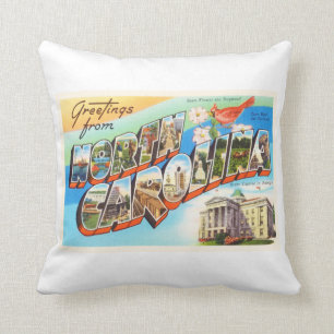North Carolina State #2 NC Vintage Reisposterkaart Kussen