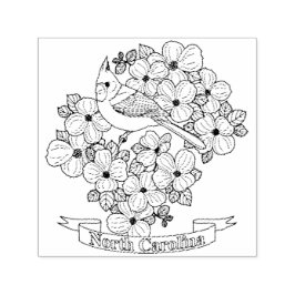 North Carolina State Bird and Flower Coloring Page Zelfinktende Stempel