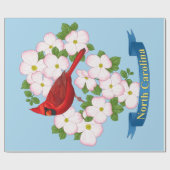 North Carolina State Cardinale Bird Dogwood Flower Cadeaupapier (Vlak)