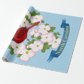 North Carolina State Cardinale Bird Dogwood Flower Cadeaupapier (Uitgerold)
