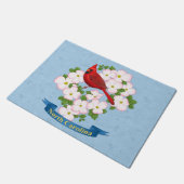 North Carolina State Cardinale Bird Dogwood Flower Deurmat (Schuin)