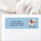 North Carolina State Cardinale Bird Dogwood Flower Etiket (Insitu)