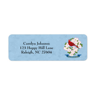 North Carolina State Cardinale Bird Dogwood Flower Etiket