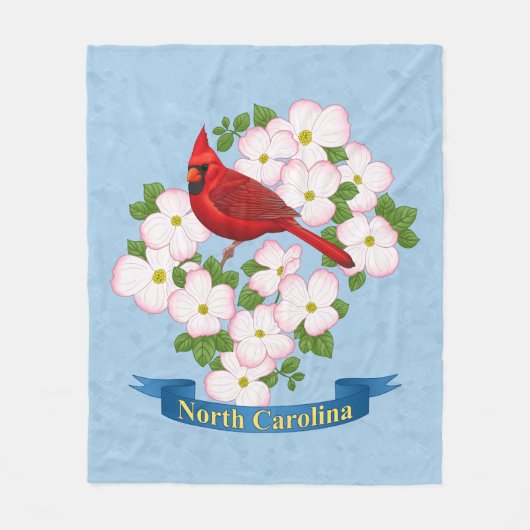 North Carolina State Cardinale Bird Dogwood Flower Fleece Deken (Voorkant)