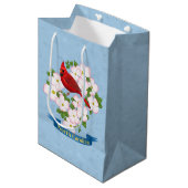 North Carolina State Cardinale Bird Dogwood Flower Medium Cadeauzakje (Voorkant Gekanteld)