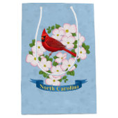 North Carolina State Cardinale Bird Dogwood Flower Medium Cadeauzakje (Voorkant)