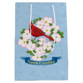 North Carolina State Cardinale Bird Dogwood Flower Medium Cadeauzakje (Achterkant)