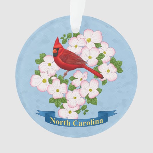 North Carolina State Cardinale Bird Dogwood Flower Ornament (voorkant)