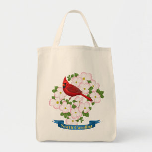 North Carolina State Cardinale Bird Dogwood Flower Tote Bag